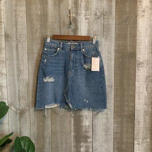 Free People Distressed Denim Skirt NWT
